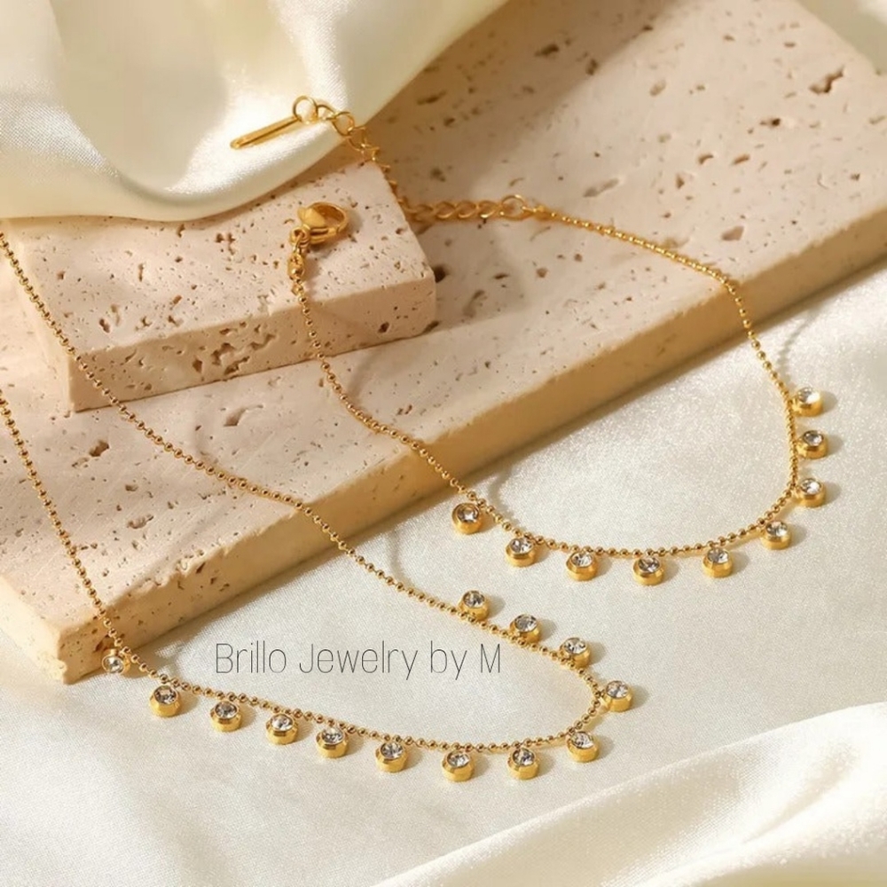 New Circle Crystal Clear Bracelet and Necklace Set